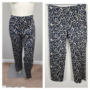 ST JOHN Leopard Print Trouser Straight Leg Pant 10